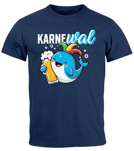 MoonWorks® Herren T-Shirt Fasching Karneval Wal Bier Kostüm-Ersatz Verkleidung Last Minute Faschingskostüme Männer Funshirt Navy XL von MoonWorks