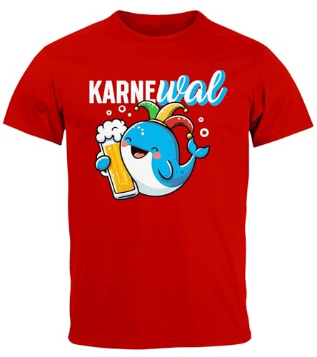 MoonWorks® Herren T-Shirt Fasching Karneval Wal Bier Kostüm-Ersatz Verkleidung Last Minute Faschingskostüme Männer Funshirt rot 4XL von MoonWorks