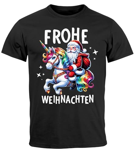 MoonWorks® Herren T-Shirt Frohe Weihnachten Lustig Weihnachtsshirt Dabbing Weihnachtsmotiv Fun-Shirt Xmas schwarz XXL von MoonWorks