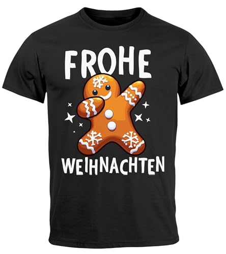 MoonWorks® Herren T-Shirt Frohe Weihnachten Lustig Weihnachtsshirt Dabbing Weihnachtsmotiv Fun-Shirt Xmas schwarz 4XL von MoonWorks