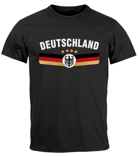 MoonWorks® Herren T-Shirt Fußball EM 2024 Trikot Style Fanshirt Frontprint Brustprint Deutschlandshirt Frontprint schwarz XXL von MoonWorks