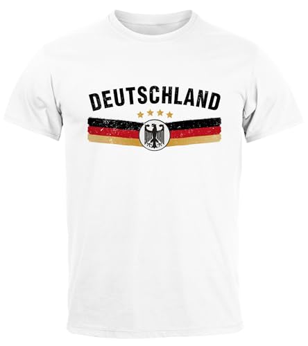 MoonWorks® Herren T-Shirt Fußball EM 2024 Trikot Style Fanshirt Frontprint Brustprint Deutschlandshirt Frontprint weiß 4XL von MoonWorks