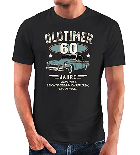 MoonWorks® Herren T-Shirt Geburtstag Oldtimer Auto Vintage Style Retro Look Geschenk für Männer 60 Jahre schwarz XXL von MoonWorks