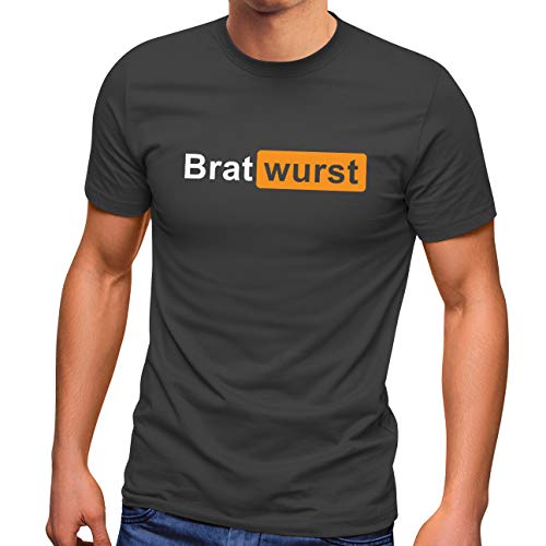 MoonWorks® Herren T-Shirt Grillen Aufdruck Grillmeister | Bratwurst Parodie Porno Fun-Shirt Grill-Geschenk Männer Bratwurst anthrazit XL von MoonWorks