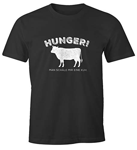 MoonWorks® Herren T-Shirt Hunger! Man schäle Mir eine Kuh. lustiges Spruch Fun-Shirt anthrazit L von MoonWorks