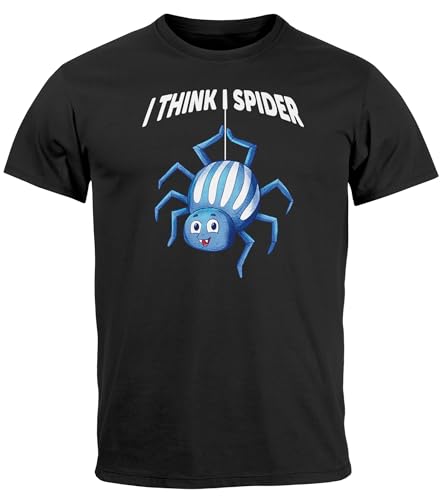 MoonWorks® Herren T-Shirt I Think I Spider Denglisch Ich Glaub ich Spinne Meme Witz Fun-Shirt Spruch lustig schwarz M von MoonWorks