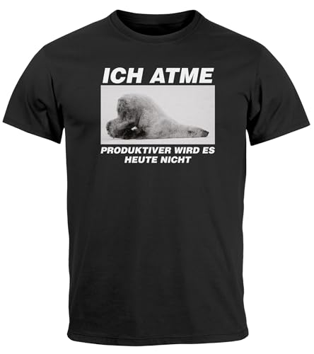 MoonWorks® Herren T-Shirt Ich atme Produktiver Wird es Heute Nicht Eisbär Fun-Shirt Spruch Tiermotiv Fotoprint Lustig schwarz 4XL von MoonWorks