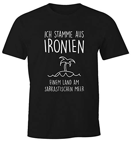 MoonWorks® Herren T-Shirt Ich stamme aus Ironien einem Land am sarkastischen Meer Fun-Shirt Spruch schwarz M von MoonWorks