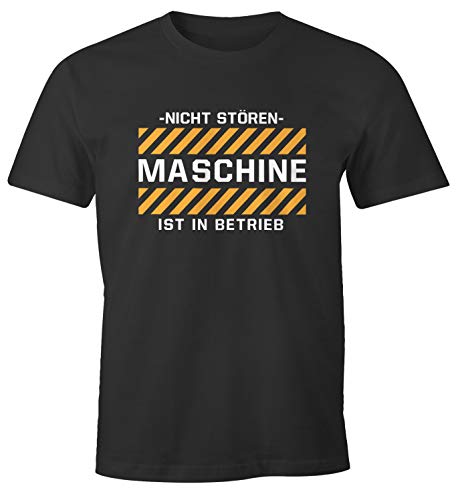 MoonWorks® Herren T-Shirt -Nicht stören- Maschine ist in Betrieb lustiges Spruch Fun-Shirt anthrazit M von MoonWorks