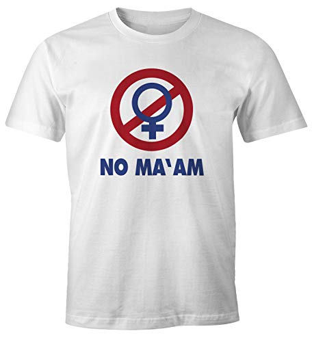MoonWorks® Herren T-Shirt No Ma'am No Maam Club Fasching Karneval Junggesellen-Abschied 90er Fun-Shirt weiß XXL von MoonWorks
