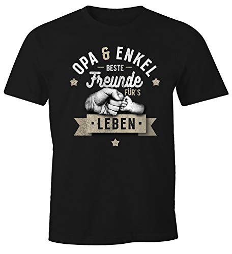 MoonWorks® Herren T-Shirt Opa & Neffe, Opa & Enkel, Vater & Sohn Freunde für`s Leben Fäuste Geschenk-Shirt Opa&Enkel schwarz 5XL von MoonWorks