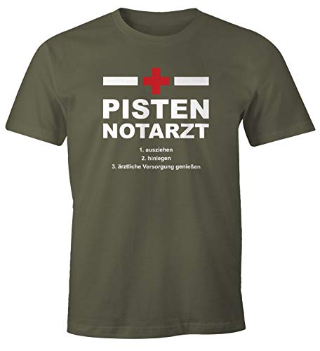 MoonWorks® Herren T-Shirt Pisten Notarzt Après Ski Party lustig Feiern Fun-Shirt Army L von MoonWorks