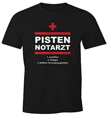 MoonWorks® Herren T-Shirt Pisten Notarzt Après Ski Party lustig Feiern Fun-Shirt schwarz XL von MoonWorks