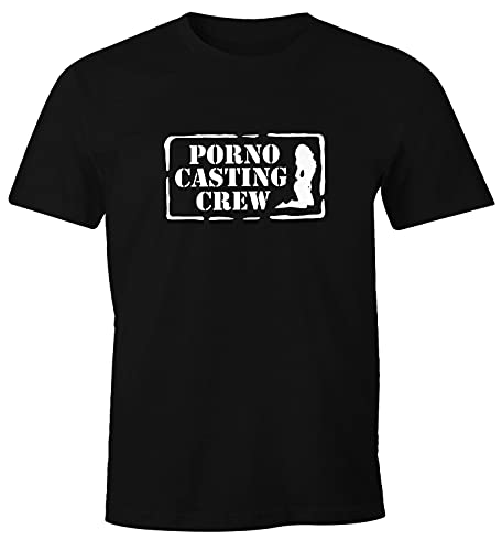 MoonWorks® Herren T-Shirt Porno Casting Crew Sexy Pin up Girl Geschenk Junggesellenabschied Fun-Shirt Spruch lustig schwarz 5XL von MoonWorks