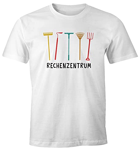 MoonWorks® Herren T-Shirt Rechenzentrum Parodie EDV Computer lustig Gärtner Gartenarbeit Fun-Shirt weiß 3XL von MoonWorks