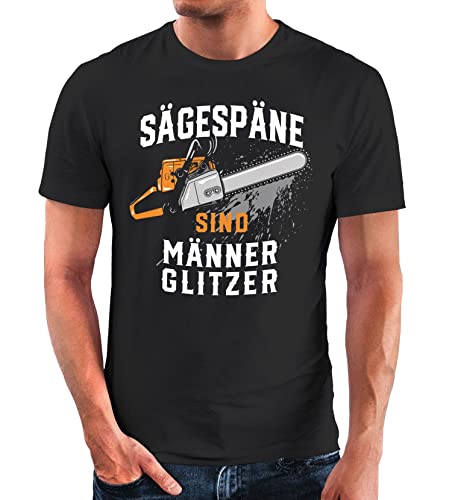 MoonWorks® Herren T-Shirt Sägespäne sind Männerglitzer Fun-Shirt Spruch lustig Holz Geschenk für Männer Handwerker schwarz XXL von MoonWorks
