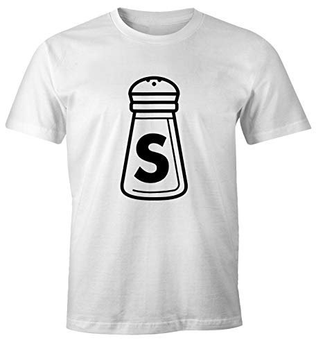 MoonWorks® Herren T-Shirt Salz und Pfeffer Partner-Shirt Fasching Karneval Teamshirt Paar-Shirt Fun-Shirt Salz 1 weiß 4XL von MoonWorks