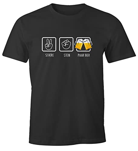 MoonWorks® Herren T-Shirt Schere, Stein, Paar Bier lustiges Trink Shirt Saufen Bier Party anthrazit 3XL von MoonWorks