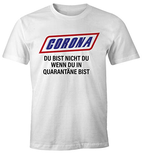 MoonWorks® Herren T-Shirt Spruch Du bist Nicht Du Quarantäne Parodie Satire Virus zuhause bleiben Fun-Shirt weiß 5XL von MoonWorks