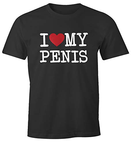 MoonWorks® Herren T-Shirt Spruch I Love My I Love Your Boobs lustiges ironisches Fun-Shirt My Penis anthrazit XL von MoonWorks