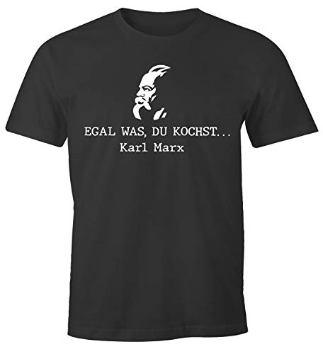 MoonWorks® Herren T-Shirt Spruch egal was du kochst... Karl Marx lustiger Spruch Kalauer Fun-Shirt anthrazit 3XL von MoonWorks