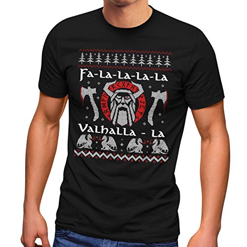 MoonWorks® Herren T-Shirt Ugly Christmas Odin Vikings Winkinger Valhalla Weihnachten Fun-Shirt schwarz L von MoonWorks