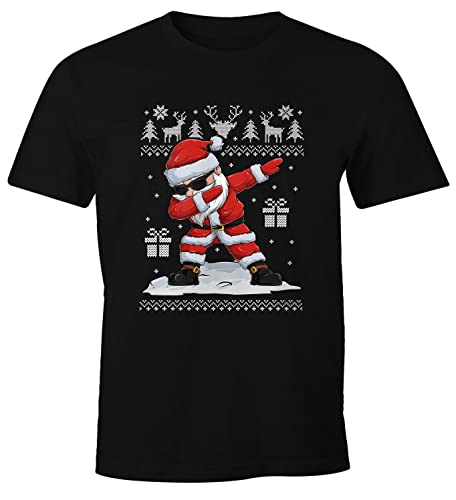 MoonWorks® Herren T-Shirt Weihnachten Dabbing Santa Weihnachtsmann Dab Fun-Shirt lustig schwarz XL von MoonWorks