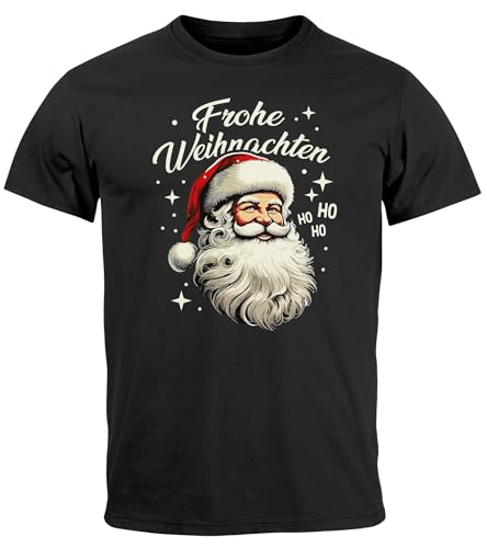MoonWorks® Herren T-Shirt Weihnachten Santa Claus Frohes Fest Xmas Weihnachtsshirt Männer schwarz 5XL von MoonWorks