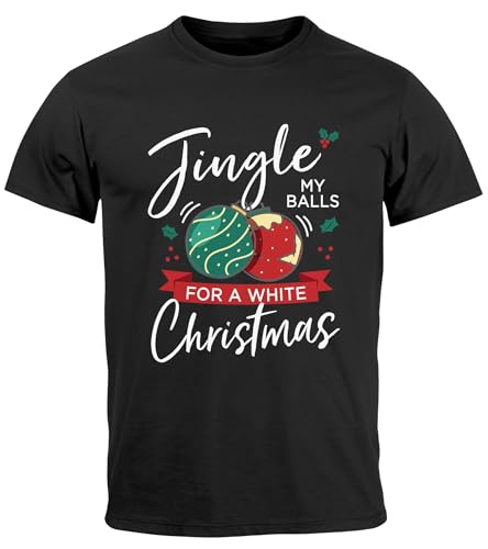 MoonWorks® Herren T-Shirt Weihnachten Spruch Jingle Ball Xmas Fun-Shirt Weihnachtsshirt Ugly Christmas schwarz 3XL von MoonWorks