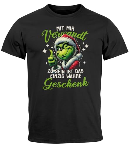 MoonWorks® Herren T-Shirt Weihnachten Spruch Lustig Das einzig wahre Geschenk Grinch Anti Xmas Weihnachtsshirt Männer schwarz 5XL von MoonWorks