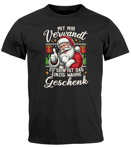 MoonWorks® Herren T-Shirt Weihnachtsmann Spruch Lustig Das einzig wahre Geschenk Xmas Outfit Männer schwarz 5XL von MoonWorks