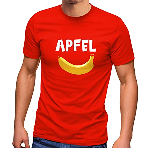 MoonWorks® Herren T-Shirt lustiger Aufdruck Apfel Banane Witz Scherz Fun-Shirt Spruch lustig rot 4XL von MoonWorks