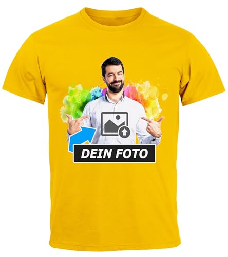 MoonWorks® Herren T-Shirt mit Foto Text selbst gestalten individuelle Fotogeschenke personalisiert Fotoshirt gelb XXL von MoonWorks