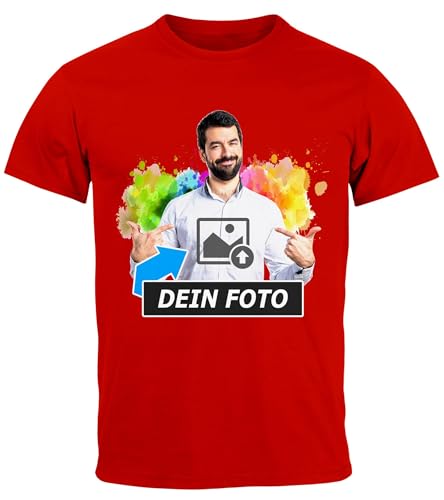 MoonWorks® Herren T-Shirt mit Foto Text selbst gestalten individuelle Fotogeschenke personalisiert Fotoshirt rot XXL von MoonWorks