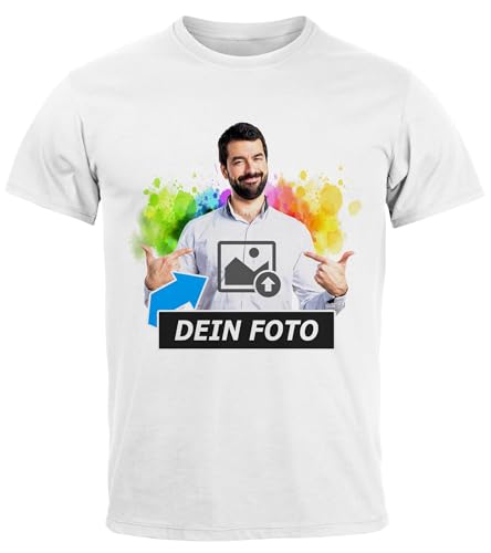 MoonWorks® Herren T-Shirt mit Foto Text selbst gestalten individuelle Fotogeschenke personalisiert Fotoshirt weiß XL von MoonWorks
