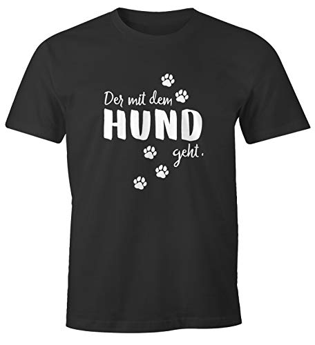 MoonWorks® Herren T-Shirt mit Hundemotiv Der mit dem Hund geht Pfoten Pfotenabdrücke Shirt Hundesprüche anthrazit 3XL von MoonWorks
