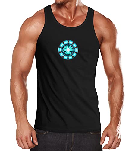 MoonWorks® Herren Tanktop Arc Reactor Iron Comic Film Blockbuster Parodie Eisen Mann schwarz XL von MoonWorks