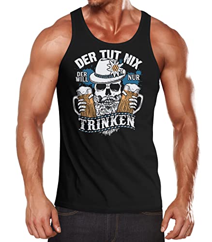 MoonWorks® Herren Tanktop Der TUT nix der Will nur Trinken Bier Totenkopf Fun-Shirt Spruch Alkohol lustig Achselshirt schwarz L von MoonWorks