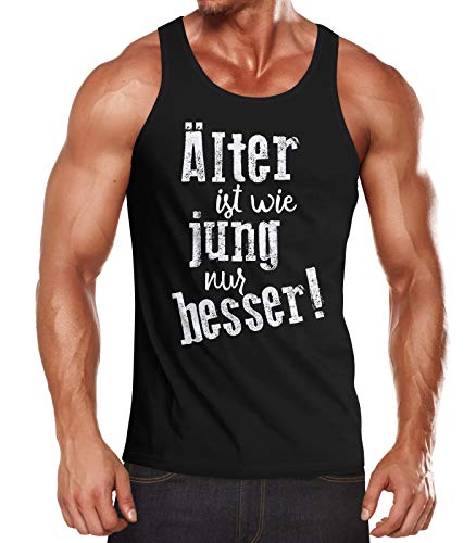 MoonWorks® Herren Tanktop Geburtstag Älter ist wie jung nur Besser Geschenk Spruch lustig Fun-Shirt schwarz M von MoonWorks