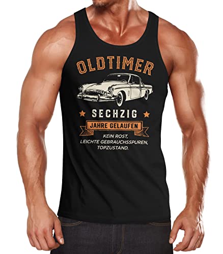 MoonWorks® Herren Tanktop Geburtstag Spruch Oldtimer Retro Design Print Vintage Auto Geschenk für Männer Achselshirt 60 Jahre schwarz L von MoonWorks