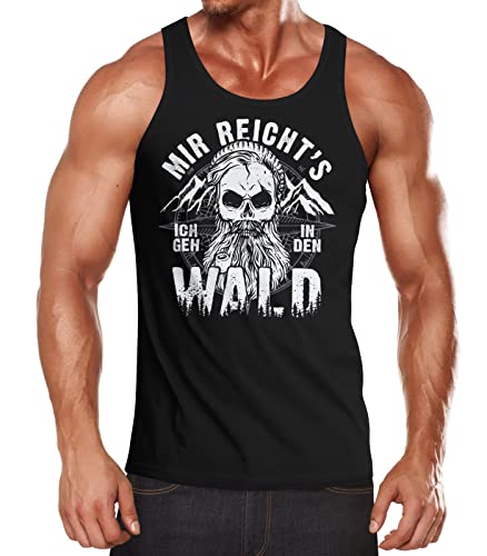 MoonWorks® Herren Tanktop Mir reichts ich GEH in den Wald Totenkopf Skull mit Bart Fun-Shirt Spruch lustig Trägershirt Männer schwarz M von MoonWorks