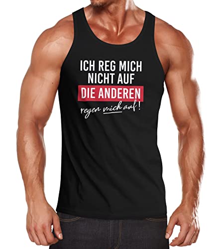 MoonWorks® Herren Tanktop Print Aufdruck Bedruckt mit Spruch Ich reg Mich Nicht auf Die Anderen Regen Mich auf Muscle Shirt Achselshirt schwarz 3XL von MoonWorks