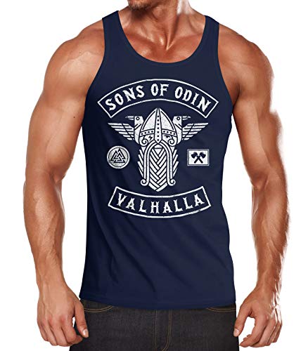 MoonWorks® Herren Tanktop Sons of Odin Wikinger Valhalla Fan Vikings Achselshirt Muskelshirt Navy XL von MoonWorks