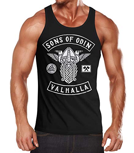 MoonWorks® Herren Tanktop Sons of Odin Wikinger Valhalla Fan Vikings Achselshirt Muskelshirt schwarz S von MoonWorks