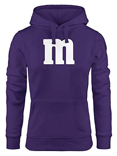 MoonWorks® Hoodie Damen Gruppen-Kostüm M Aufdruck Kostüm Fasching Karneval Verkleidung Kapuzen-Pullover lila M von MoonWorks