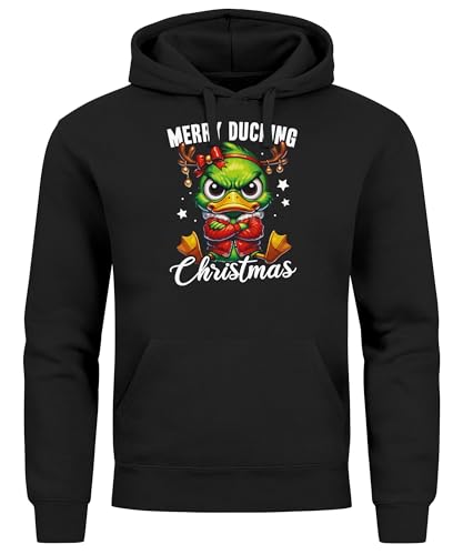 MoonWorks® Hoodie Herren Anti Weihnachten Grinch Ente Sarkasmus Kapuzen-Pullover Weihnachtspullover Männer schwarz S von MoonWorks