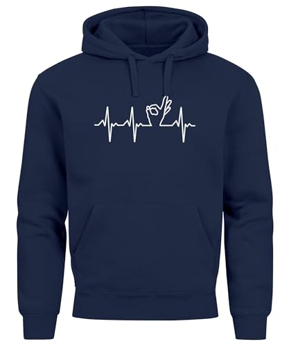 MoonWorks® Hoodie Herren Aufdruck Handzeichen Reingeschaut Lochspiel Bongoloch Herzschlag Meme Scherz Witz Navy XS von MoonWorks