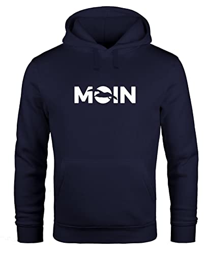 MoonWorks® Hoodie Herren Bedruckt Moin Vogel Möwe Hamburg Print Aufdruck Kapuzen-Pullover Navy 3XL von MoonWorks