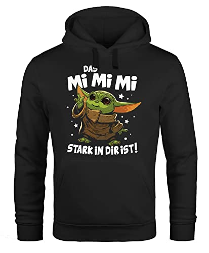 MoonWorks® Hoodie Herren Bedruckt Spruch lustig Das Mimimi stark in dir ist Baby Yoda Fun-Motiv Parodie Kapuzen-Pullover schwarz L von MoonWorks