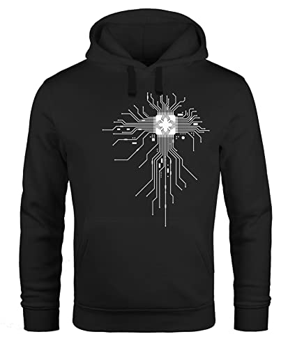MoonWorks® Hoodie Herren Computer Programmierer CPU Prozessor Technik-Nerd Geek lustig Fun-Motiv Kapuzen-Pullover schwarz-Weiss 3XL von MoonWorks